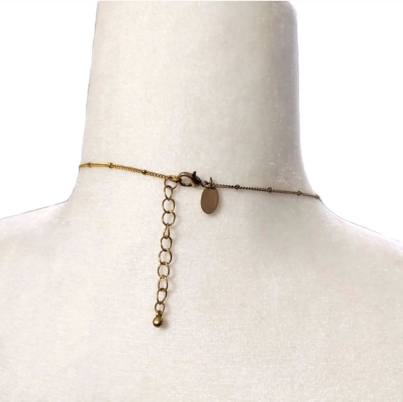 Charming Charlie Gold Blue Turquoise Beaded Fringe Pendant Statement Necklace - Picture 5 of 8